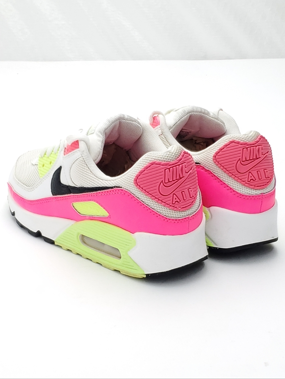 NIKE Air Max 90 Sneakers Watermelon White/Pink Neon Activewear Shoes Womens Sz 9 - Picture 6 of 10